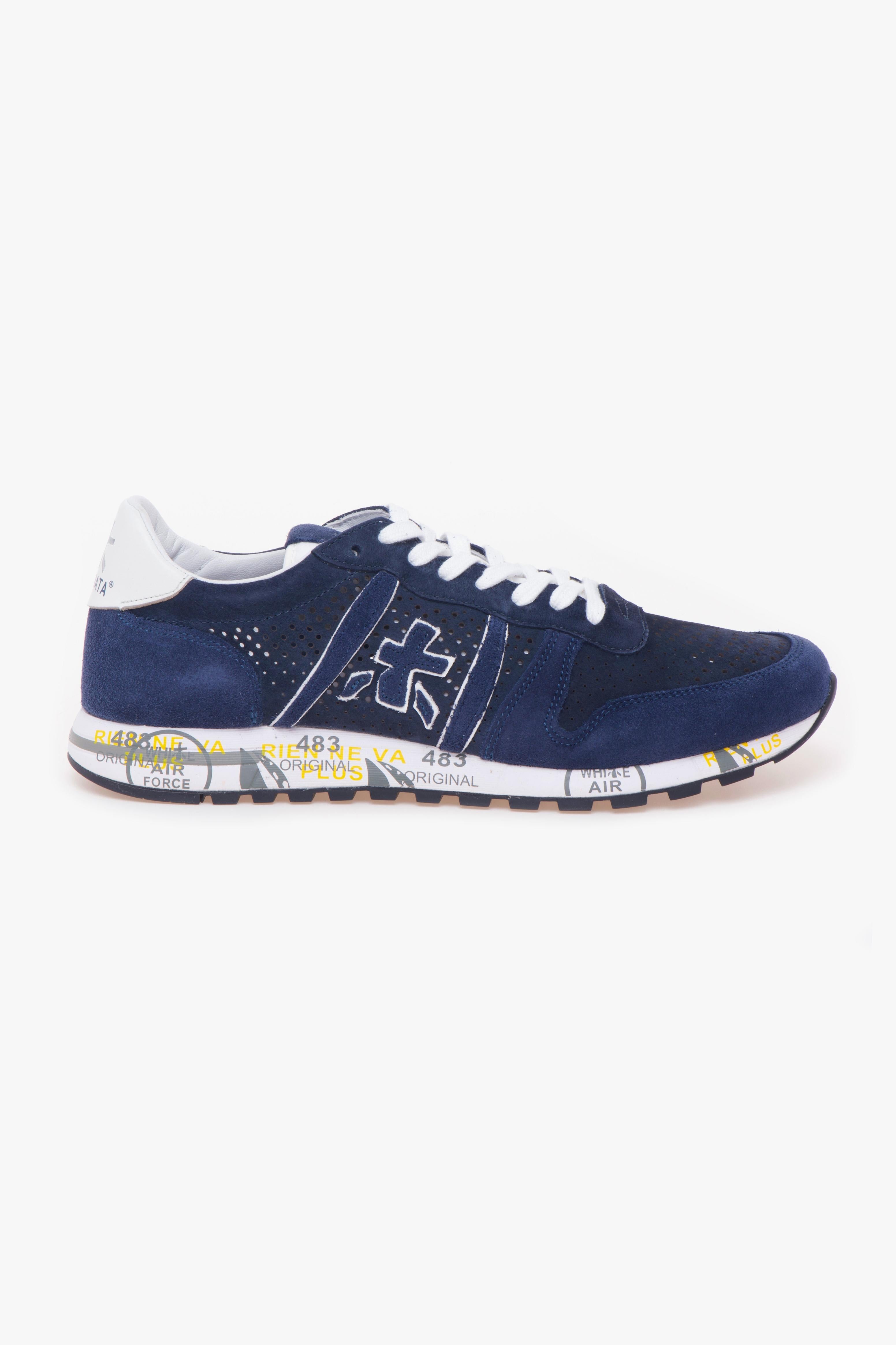 Premiata Sneaker Eric Camoscio Forato Blu Uomo su