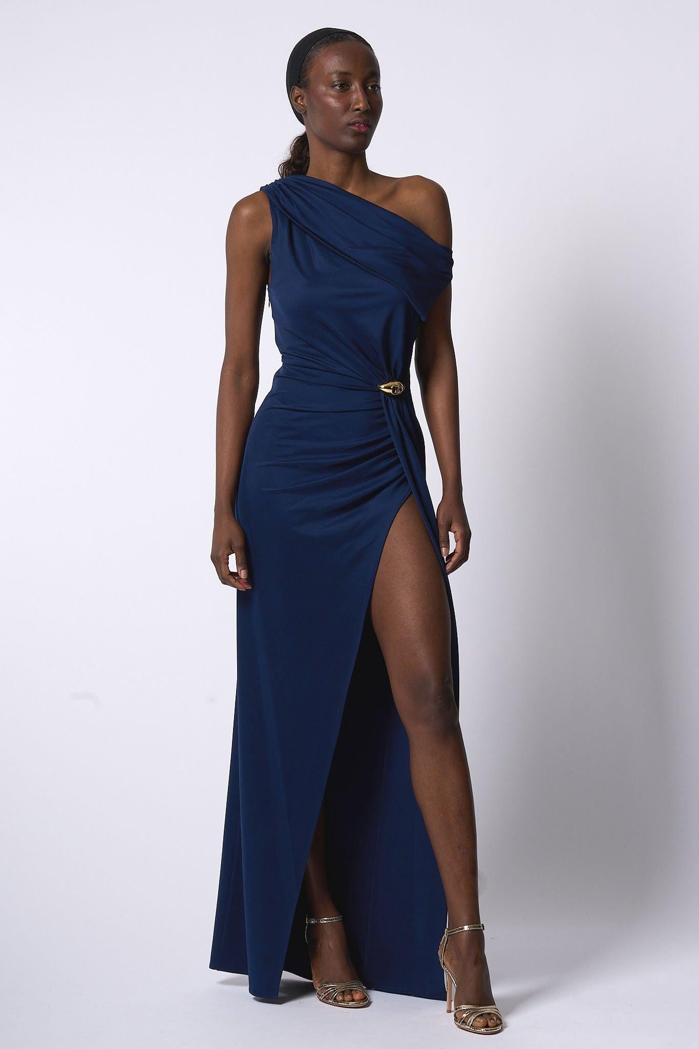 Abito Lungo Red Carpet Blu Donna su Progetto Seta