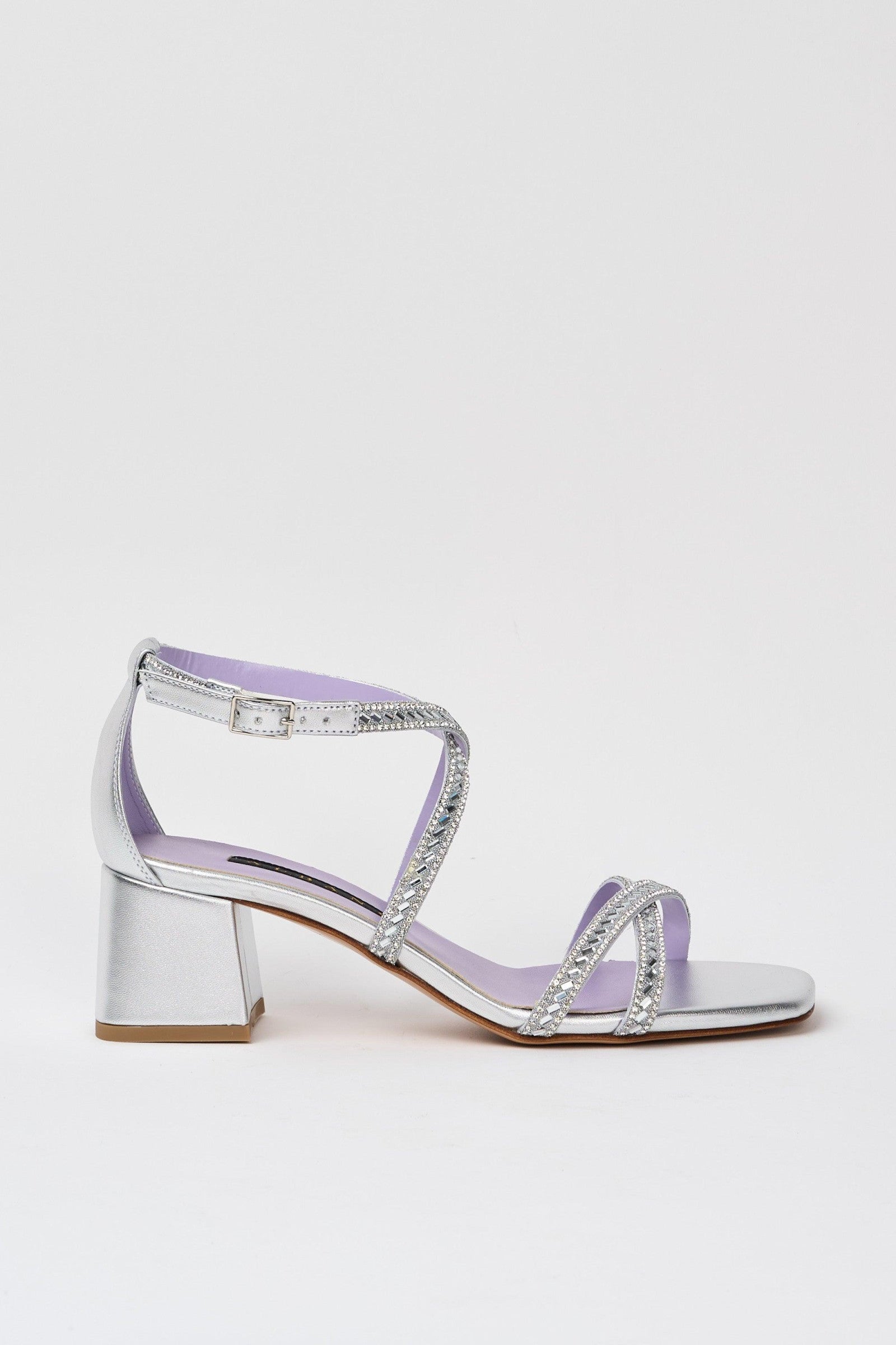 ALBANO Sandalo Argento Pelle Donna su Progetto Seta