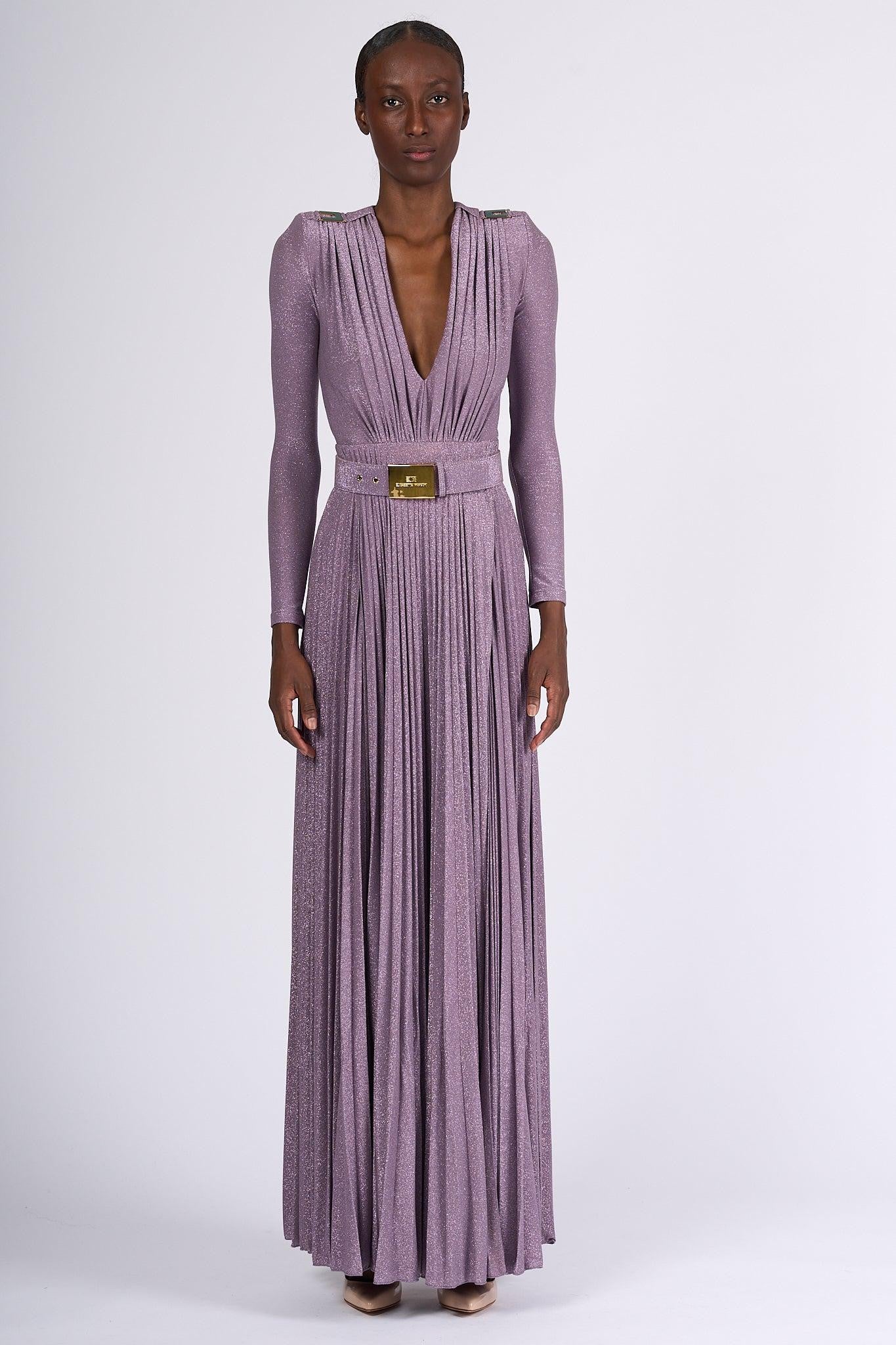 Elisabetta Franchi Vestito Lungo Paillettes Maniche Lunghe