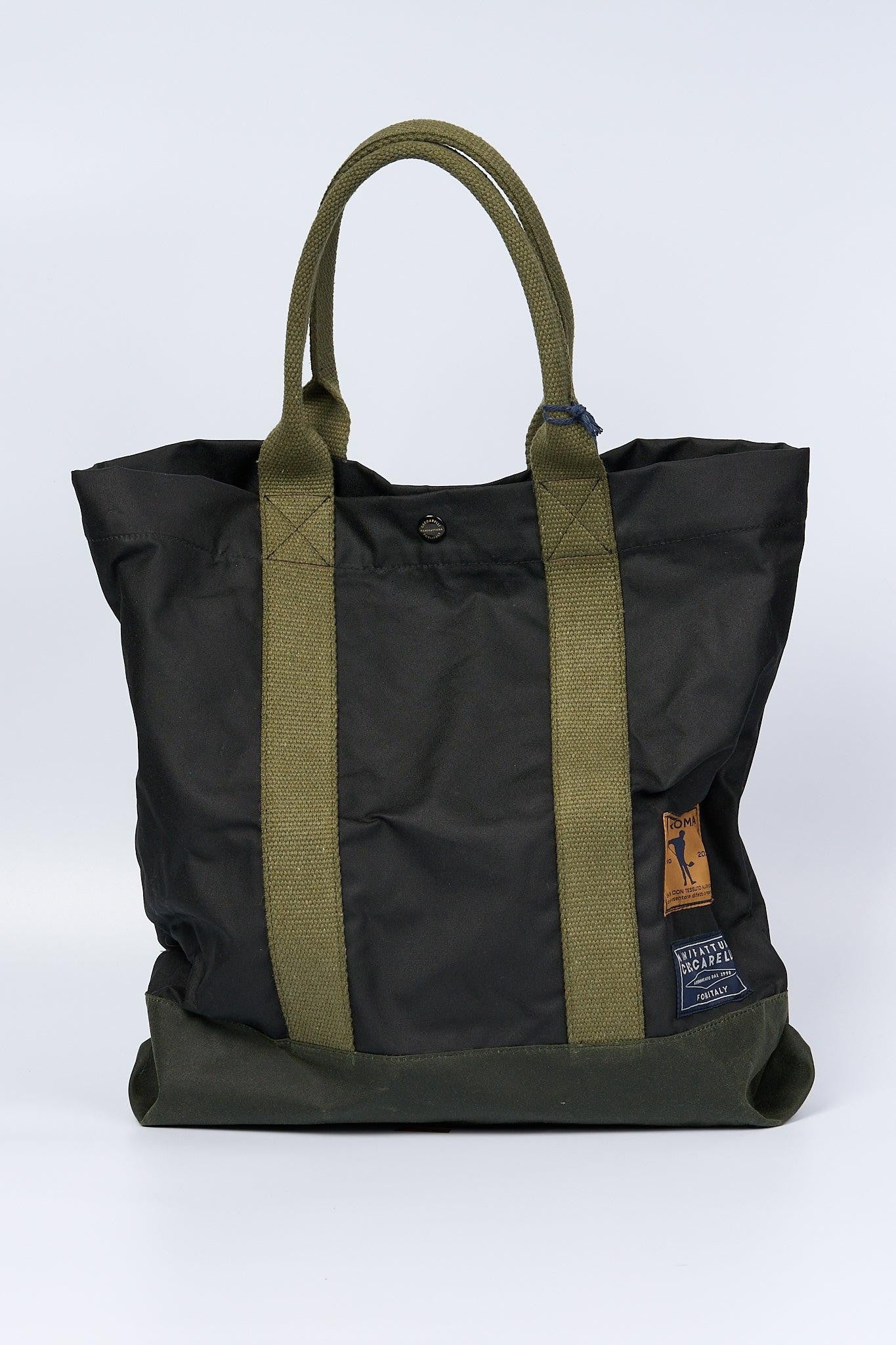 MANIFATTURA CECCARELLI Tote Bag 黒xカーキ MANIFATTURA CECCARELLI Tote Bag 黒xカーキ