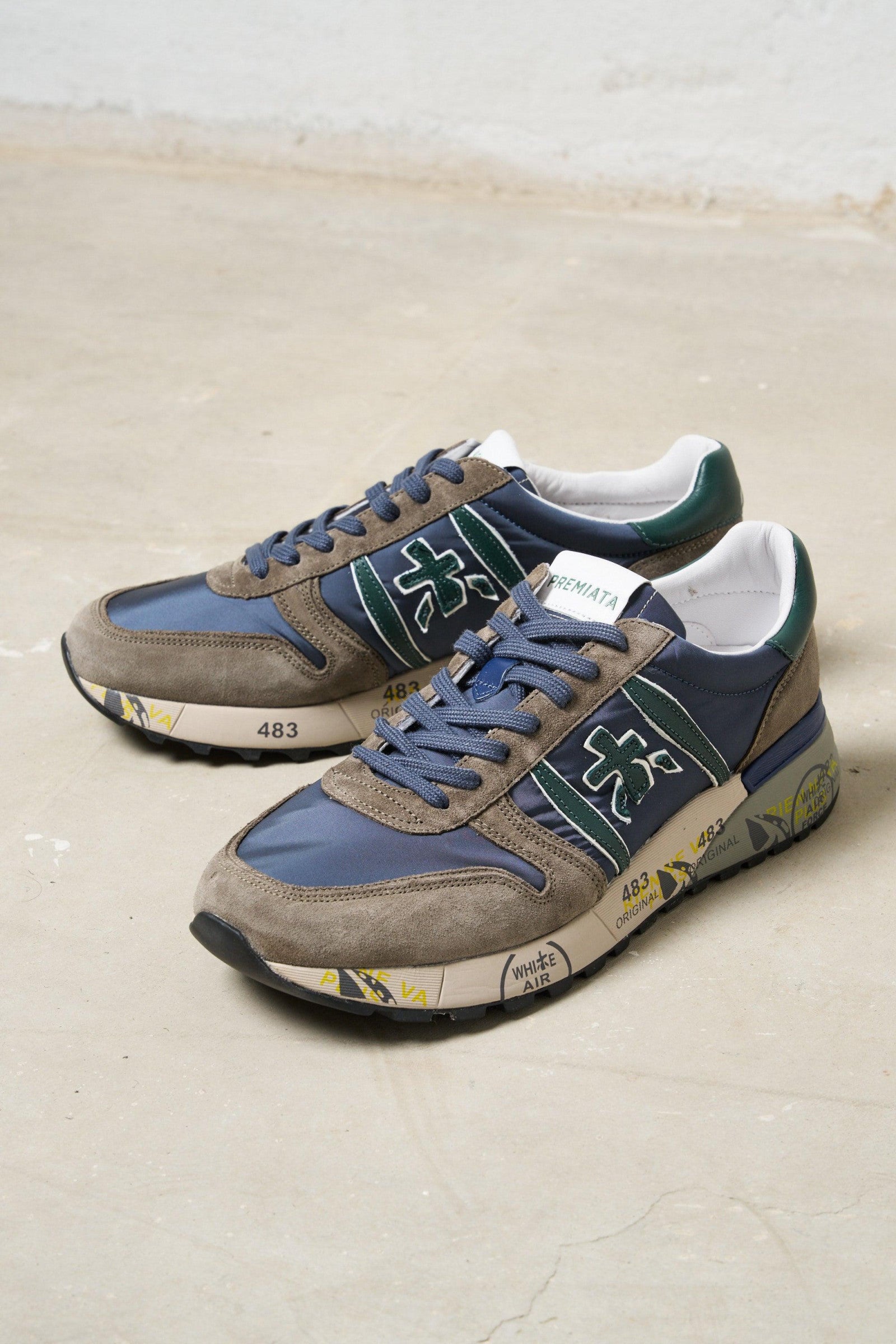 7439 Sneakers Lander in Pelle Scamosciata e Nylon, Colore Grigio