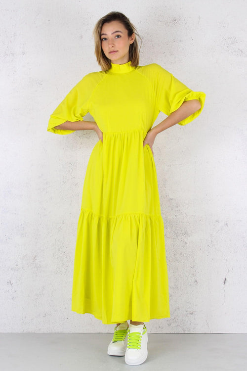 Abito Fiocco Dietro Balza Acid Yellow