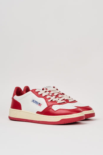 Medalist Low sneakers in pelle bianca e rossa - 6