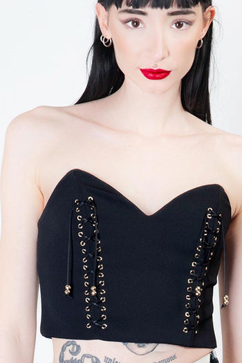 Top bustier con motivo stringhe - 3