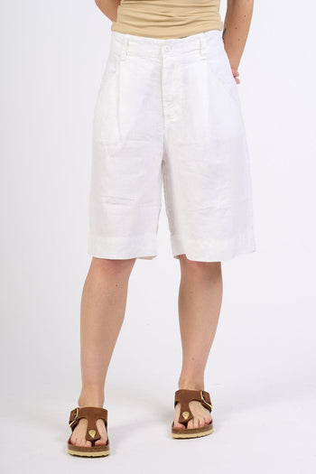 Bermuda in Lino Bianco Donna - 3