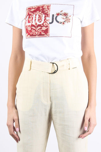 Pantalone Palazzo Cintura Ivoire/camel - 9