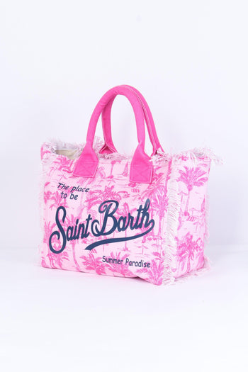 Shopping Canvas Fantasia Palme Bianco/rosa - 2