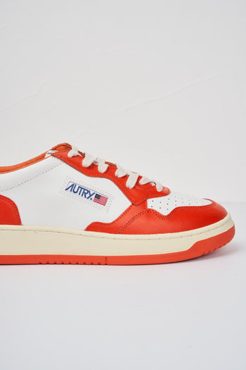 Medalist Low sneakers in pelle bianca e arancio - 5