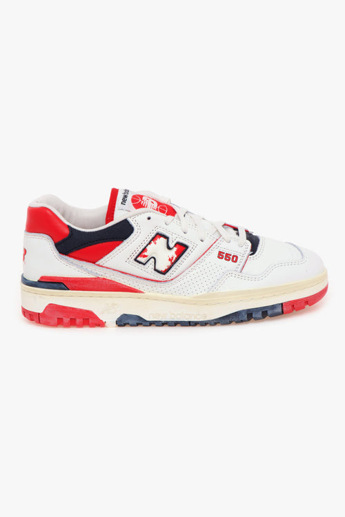 Sneaker 550 in pelle effetto vintage