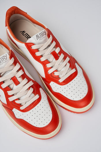 Medalist Low sneakers in pelle bianca e arancio - 3