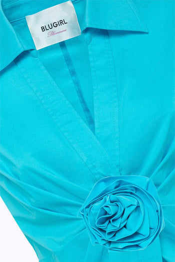 Camicia in popeline con rosa - 3
