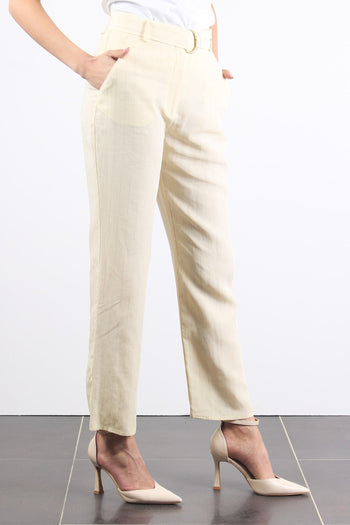Pantalone Palazzo Cintura Ivoire/camel - 5