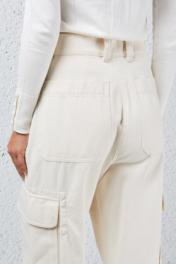 Weekend Pantalone Tasconato Gabardina Bianco Donna - 5