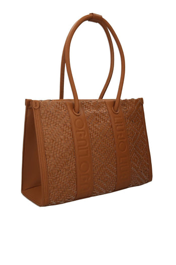 L Tote Shopper Logo Intrecciat Marrone Donna - 3