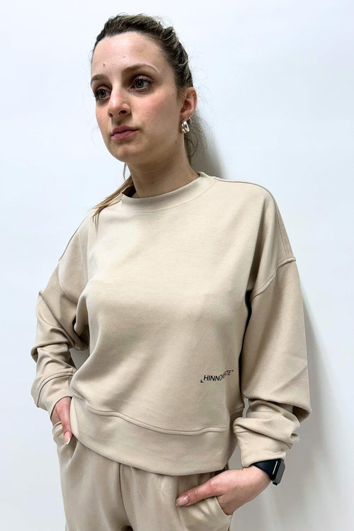 Felpa G/c Lunghezza Vita Beige Donna