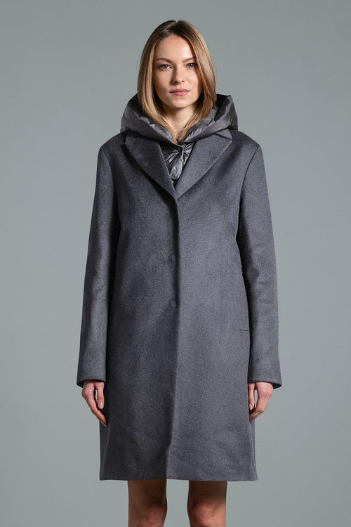 Cappotto Monopetto In Lana Grigio Donna