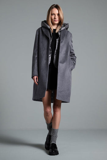 Cappotto Monopetto In Lana Grigio Donna - 4