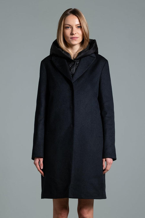 Cappotto Monopetto In Lana Nero Donna