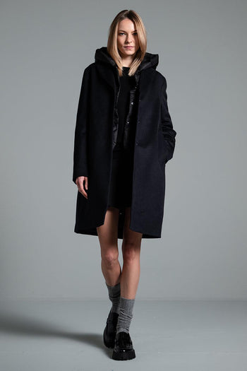 Cappotto Monopetto In Lana Nero Donna - 5