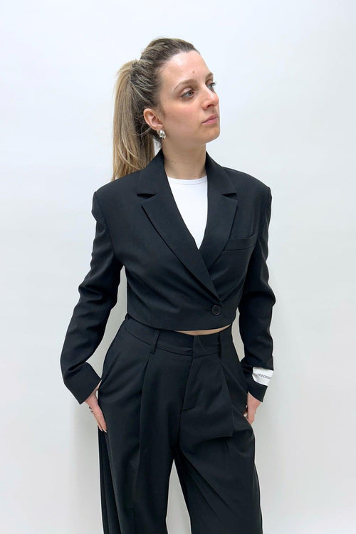 Blazer Corto 1 Bottone Nero Donna