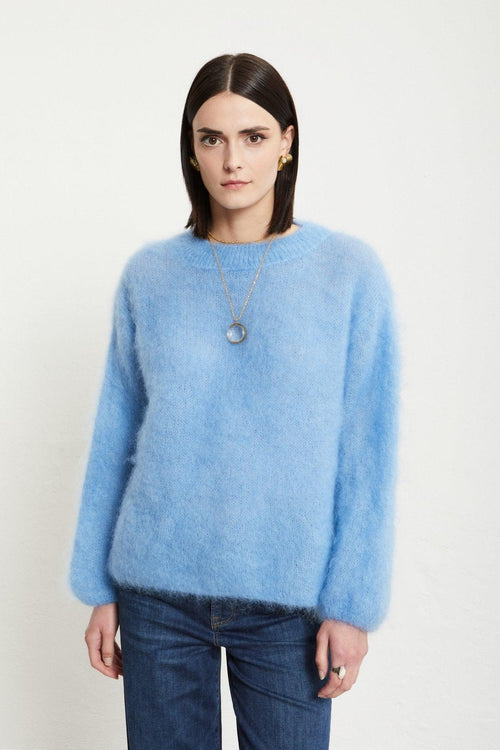 Pull Girocollo In Mohair Donna