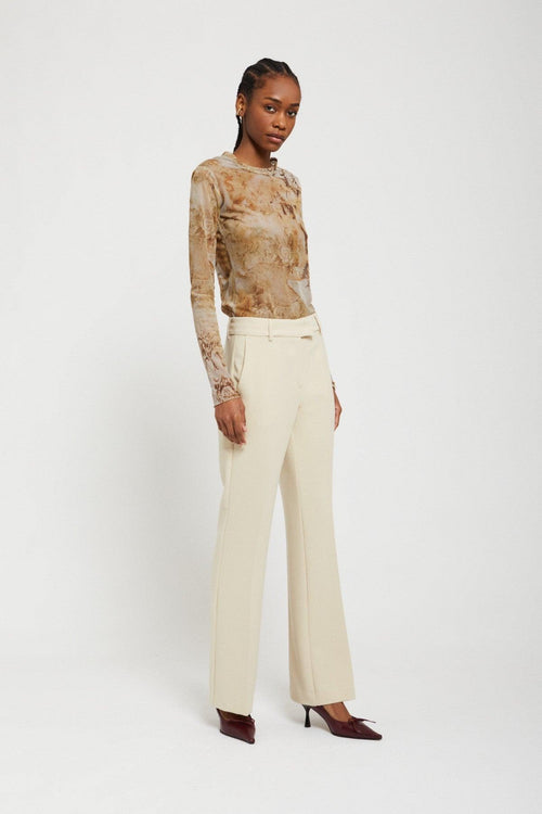 Pantalone Dritto Tess. Tecnico Beige Donna