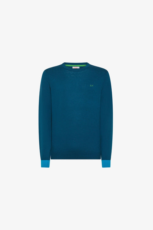 Pull Girocollo Con Toppe Blu Uomo