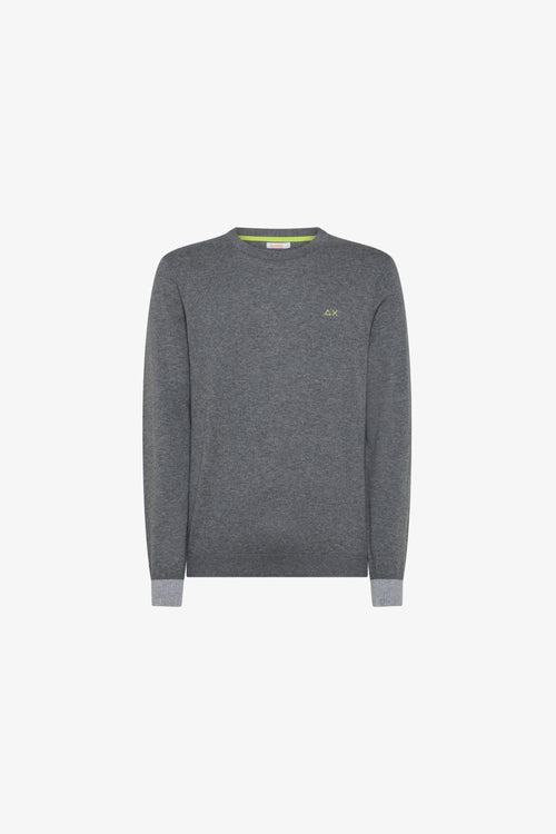 Pull Girocollo Con Toppe Grigio Uomo