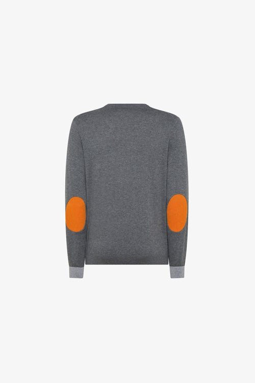 Pull Girocollo Con Toppe Grigio Uomo - 2