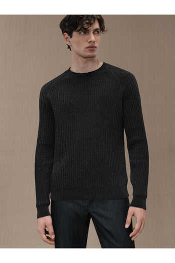 Velvet Rave Round Knit Grigio Uomo - 3