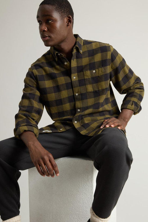 Traditional Flannel Shirt Verde Uomo