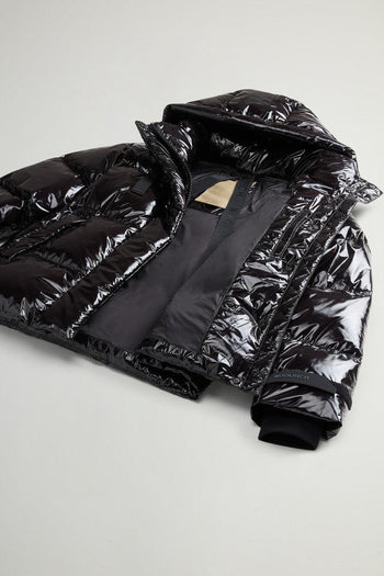 Super Glossy Short Parka Nero Donna - 4