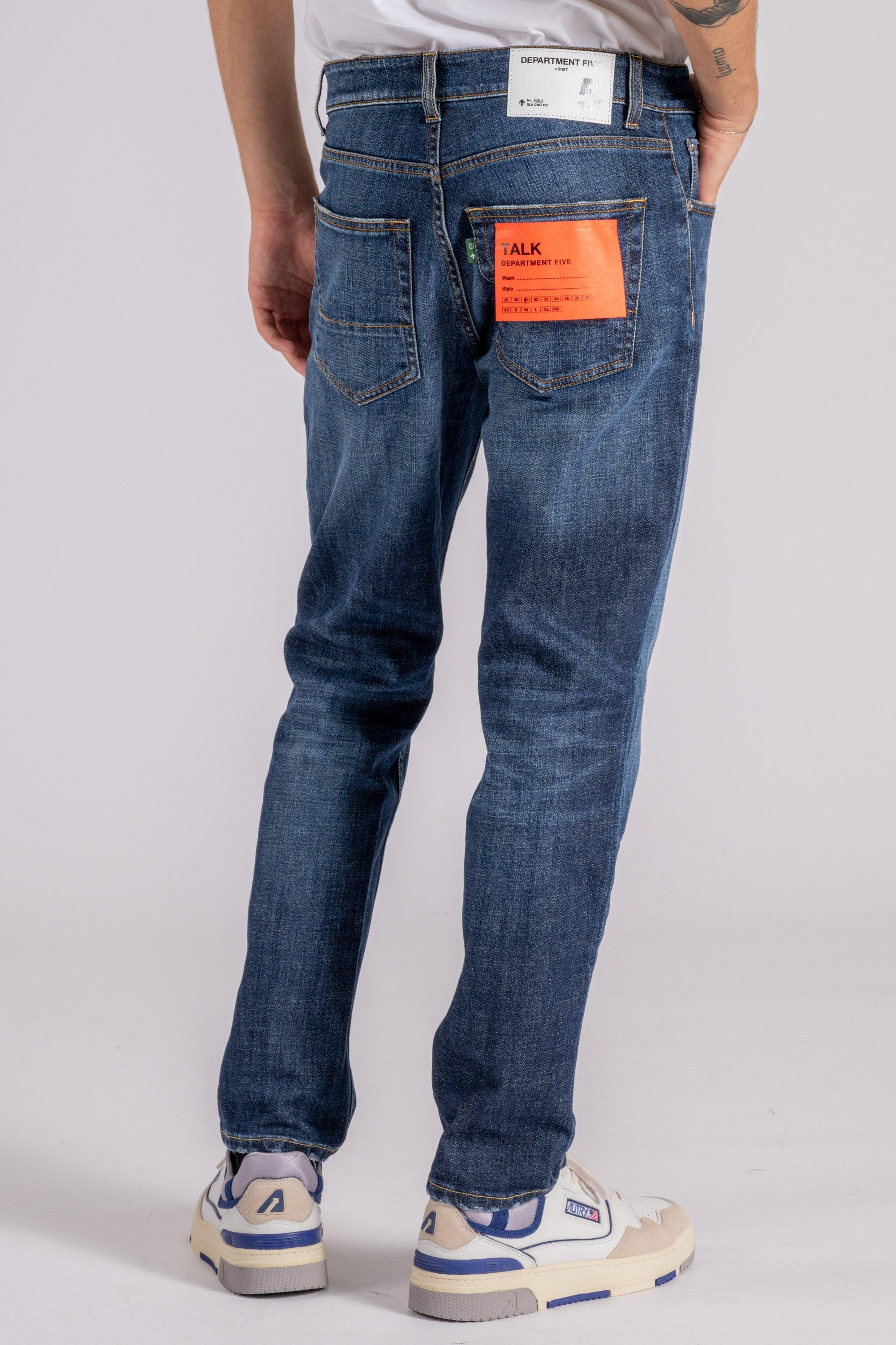 Jeans Talk Dritto Crop Cotone Blu su Progetto Seta