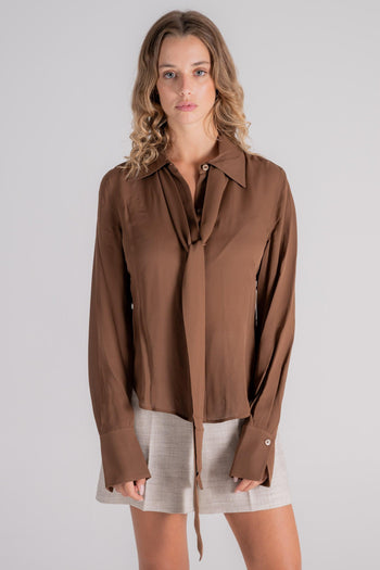 Camicia Grayzen 100% Seta Marrone - 3