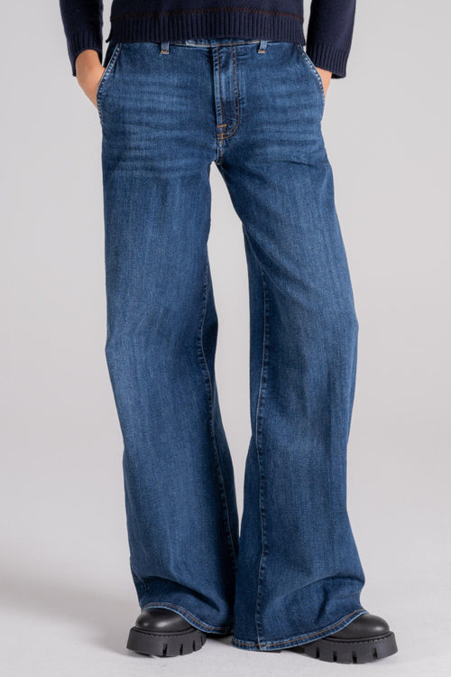 Jeans Tailored Lotta Rebel With Slash Blu Donna