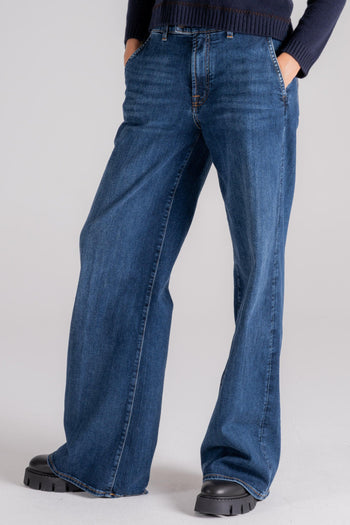 Jeans Tailored Lotta Rebel With Slash Blu Donna - 3