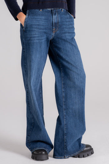 Jeans Tailored Lotta Rebel With Slash Blu Donna - 4