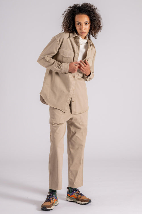 Tailleur Overshirt e Pantalone Cotone/Elastam Beige