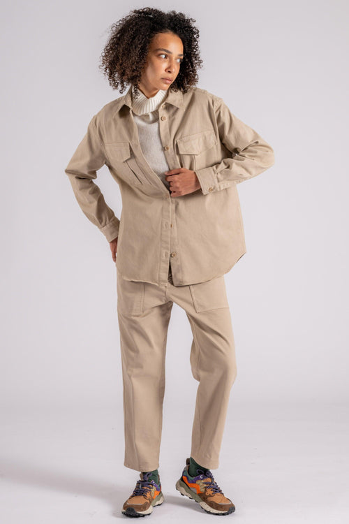 Tailleur Overshirt e Pantalone Cotone/Elastam Beige - 2