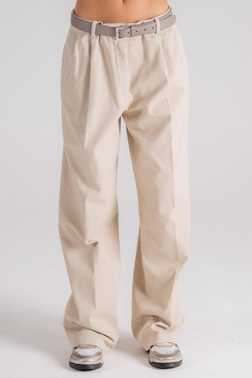 Pantalone beige in Cotone/Elastam