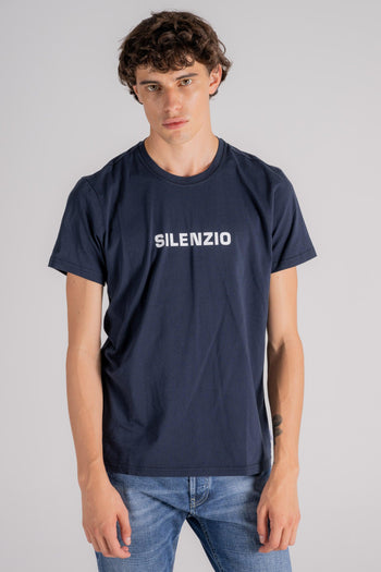 T-Shirt Silenzio Cotone Blu - 4