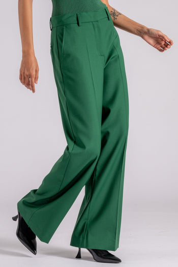 Max Mara Pantalone Lana Vergine Verde - 3