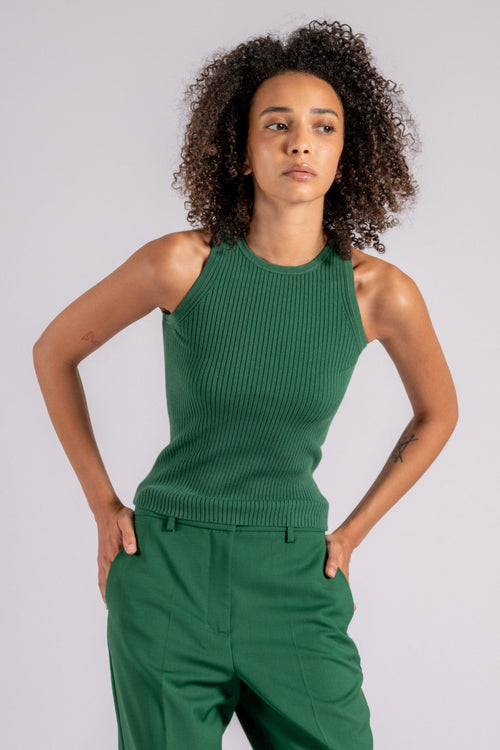 Max Mara Top Girollo Viscosa/Poliestere/Poliammide/Elastam Verde - 2