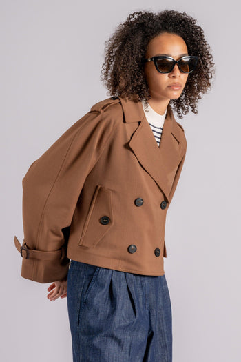 Max Mara Impermeabile Chiodo Poliestere/Lana/Elastam Marrone - 5