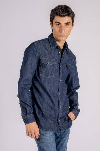 Camicia Texano 98% Cotone 2% Elastam Blu - 4