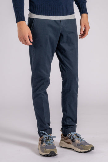 Pantalone Gaubert in Cotone Blu con Elastam - 3