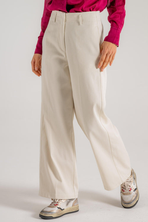 Heavy Cotton Cover Straight Leg Pants Beige Donna - 2