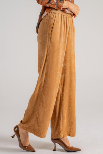 Matte Corduroy Wide Leg Pants Marrone Donna - 3