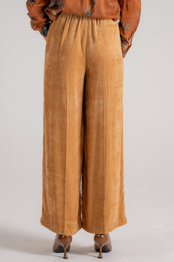 Matte Corduroy Wide Leg Pants Marrone Donna - 4